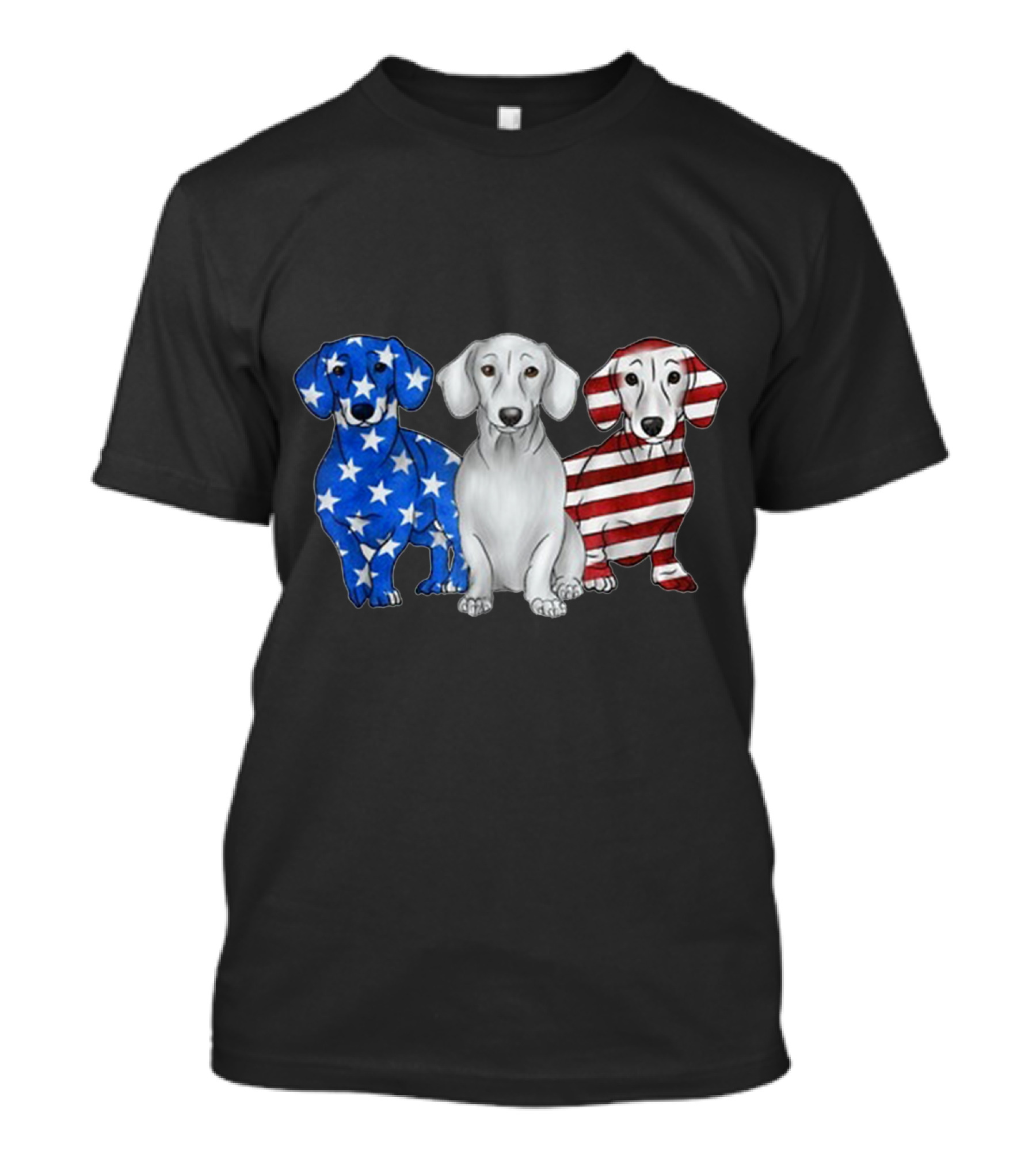 Dachshund Trio American Flag T-Shirt