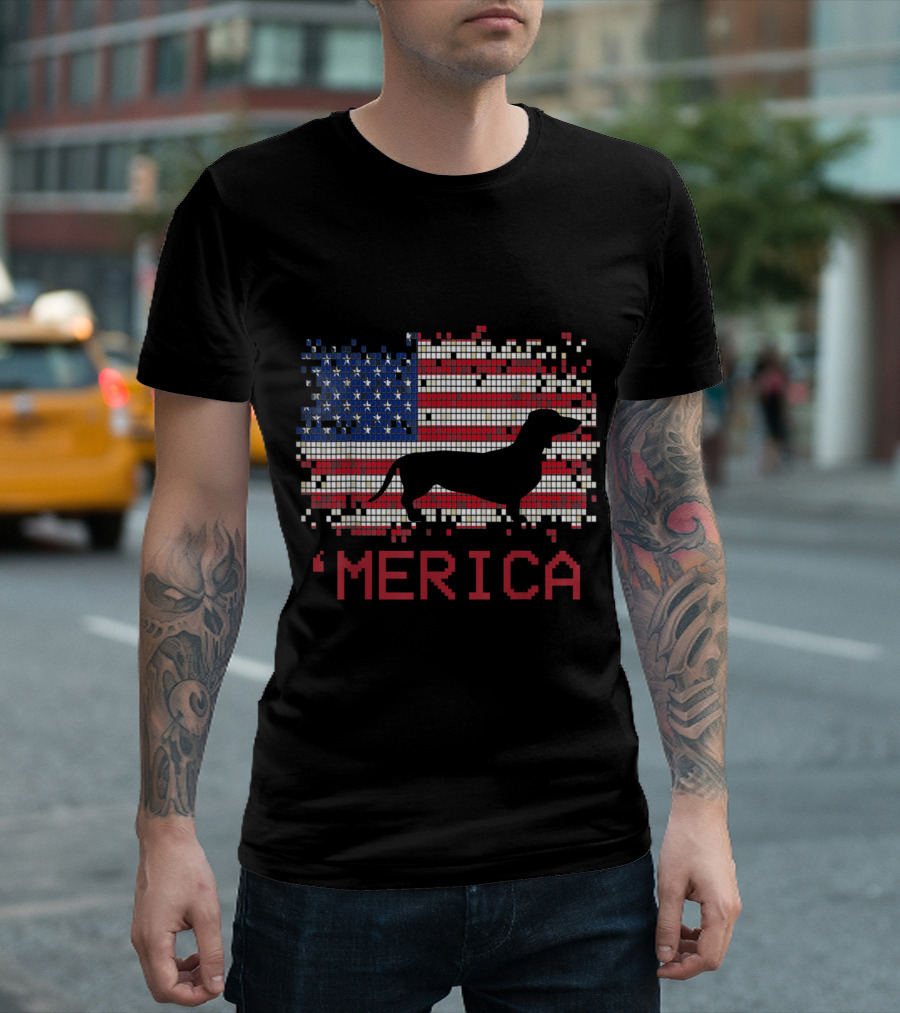 Dachshund 'Merica Patriot American Flag T-Shirt