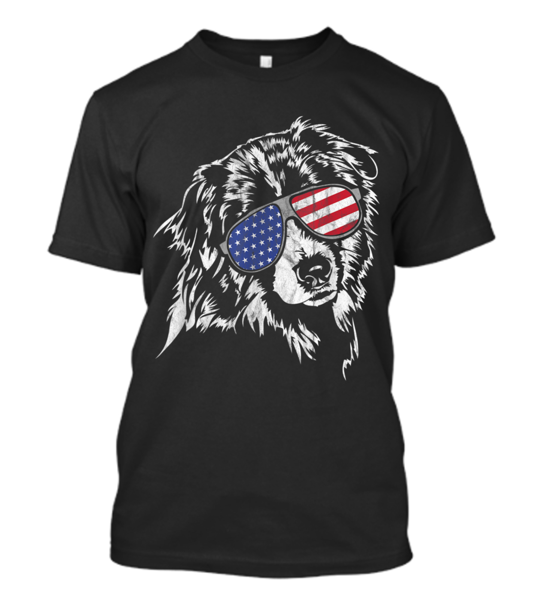 Funny Proud Aussie Dog Wearing American Flag Sunglasses T-Shirt
