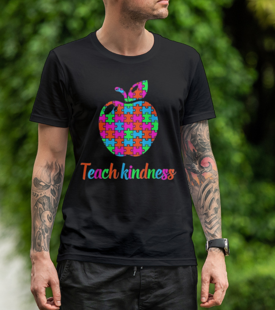 Teach Kindness Autism Puzzle Apple T-Shirt