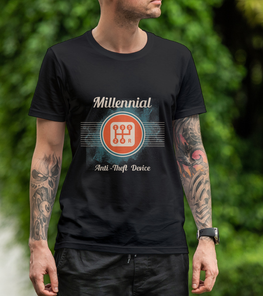 Millennial Anti-Theft Device Gear Shift T-Shirt