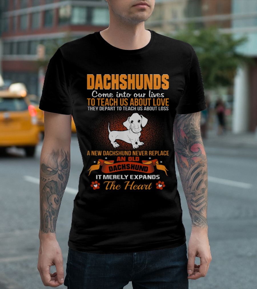 Dachshunds Come Into Our Lives To Teach Us About Love And Loss They Depart To Teach Us About Loss A New Dachshund Never Replace An Old Dachshund It Merely Expands The Heart T-Shirt