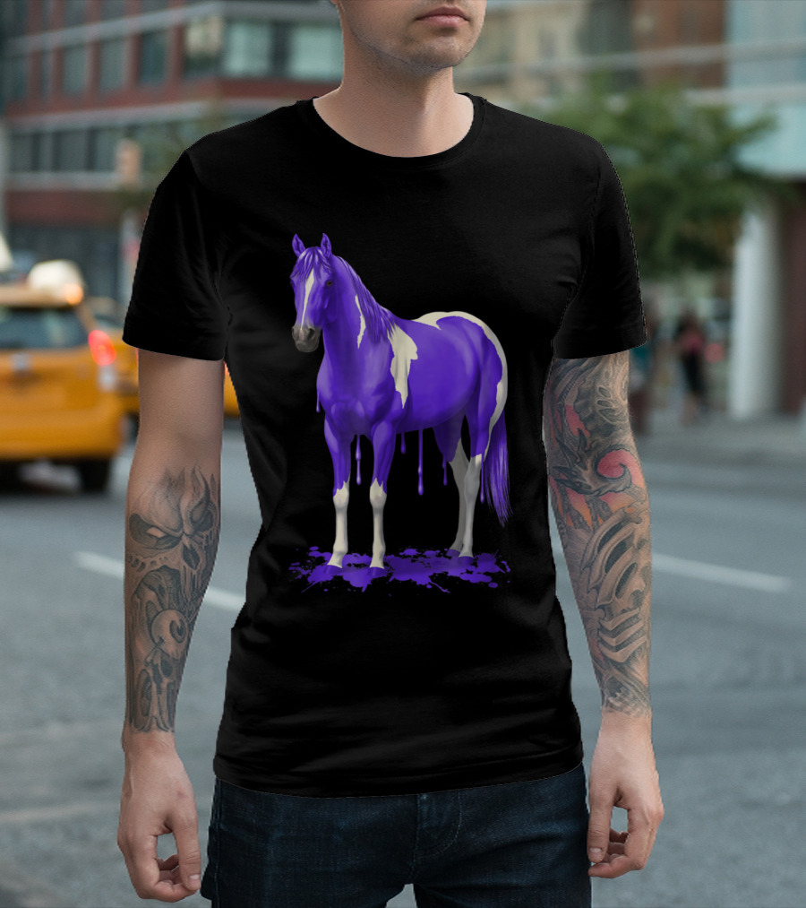 Funny Purple Wet Paint Tobiano Horse T-Shirt