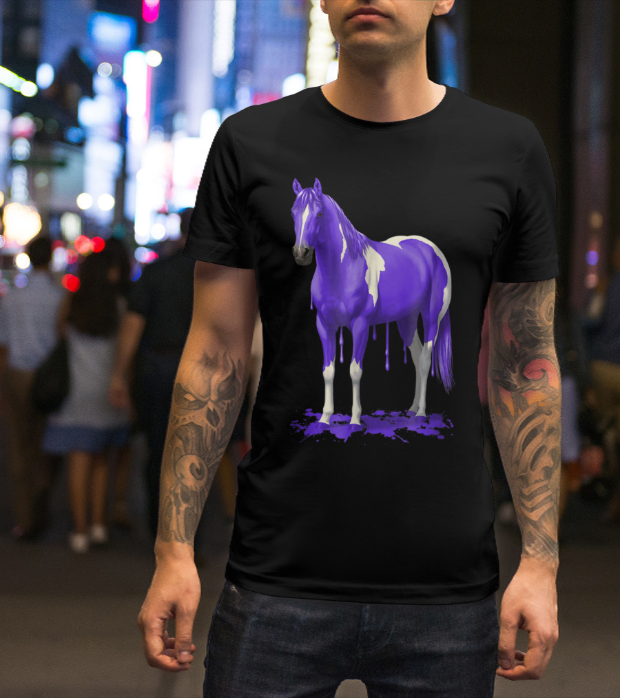 Funny Purple Wet Paint Tobiano Horse T-Shirt