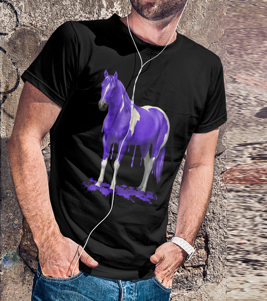 Funny Purple Wet Paint Tobiano Horse T-Shirt