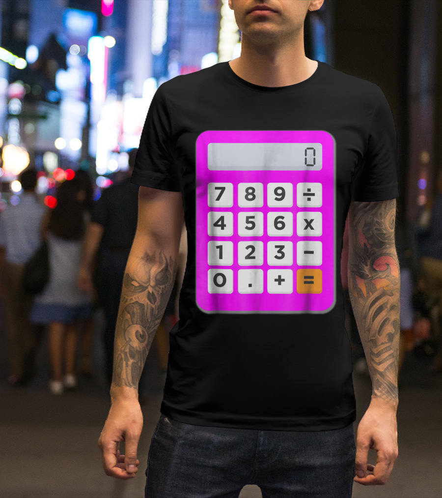 Calculator 0 Display In Pink With Mathematical Buttons 7894561230+÷x-= T-Shirt