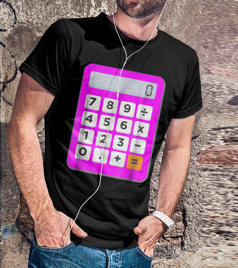 Calculator 0 Display In Pink With Mathematical Buttons 7894561230+÷x-= T-Shirt