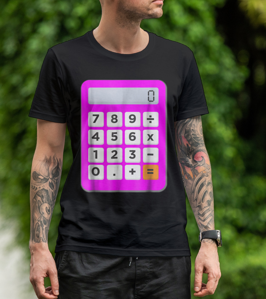Calculator 0 Display In Pink With Mathematical Buttons 7894561230+÷x-= T-Shirt