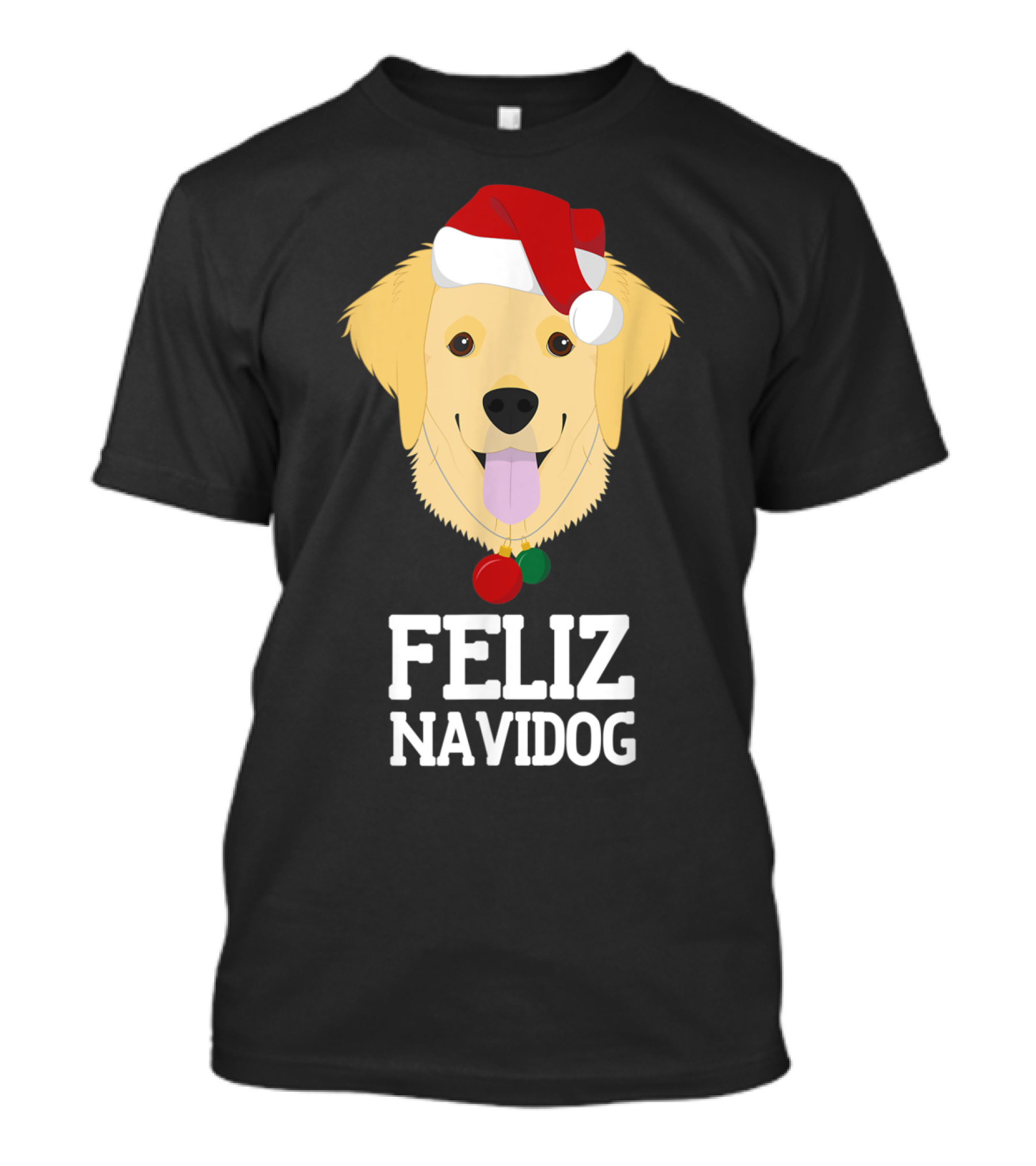 Feliz Navidog Golden Retriever Merry Christmas Dog Santa Hat T-Shirt