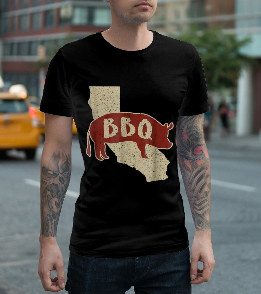California BBQ Pig Silhouette On State Map T-Shirt