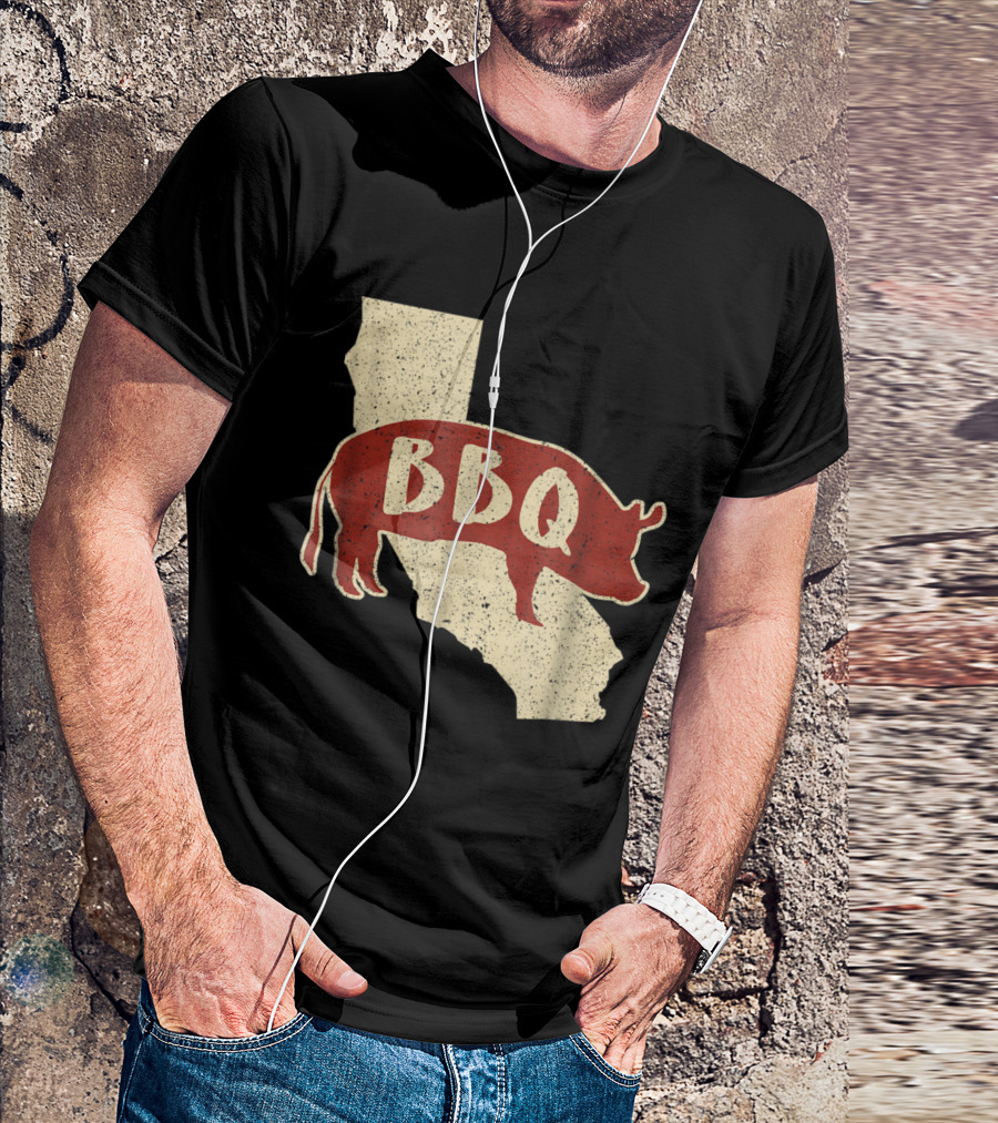California BBQ Pig Silhouette On State Map T-Shirt