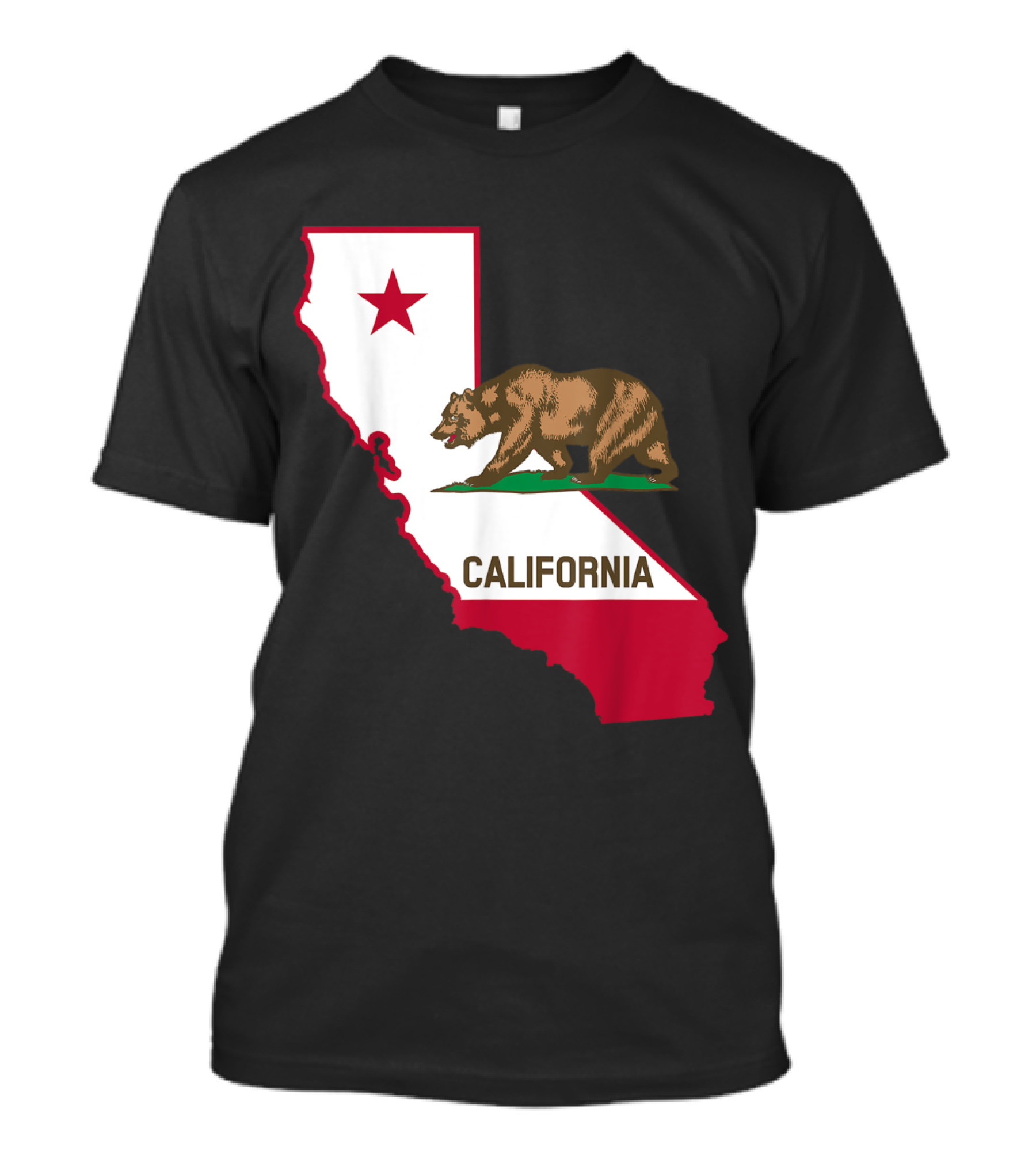 California Bear Map And State Flag T-Shirt