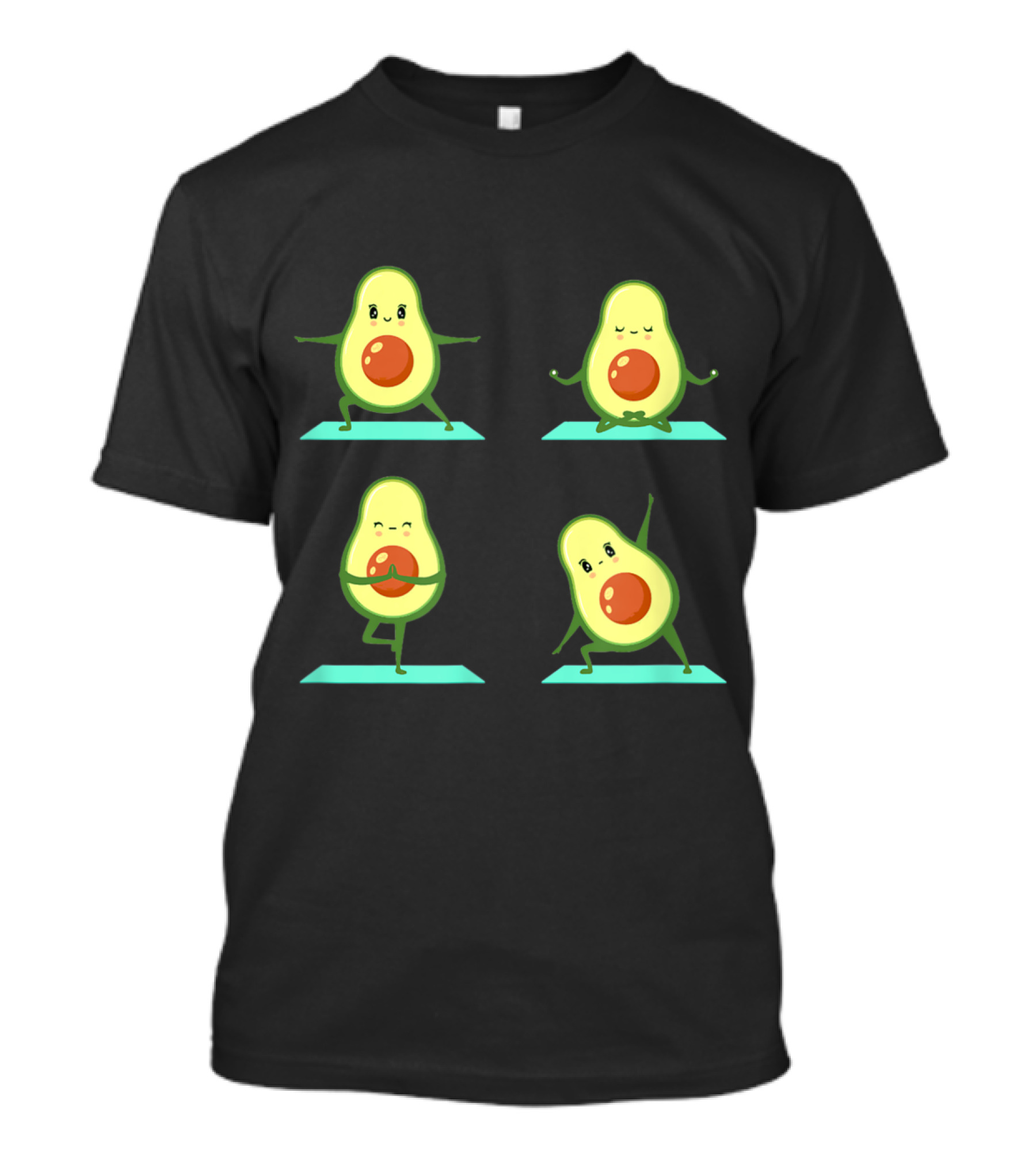 Avocado Yoga Pose Meditation Cute Cartoon Characters T-Shirt