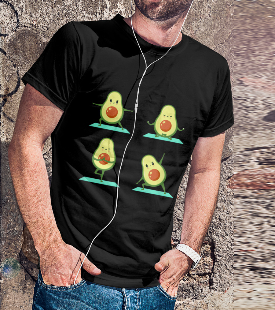 Avocado Yoga Pose Meditation Cute Cartoon Characters T-Shirt