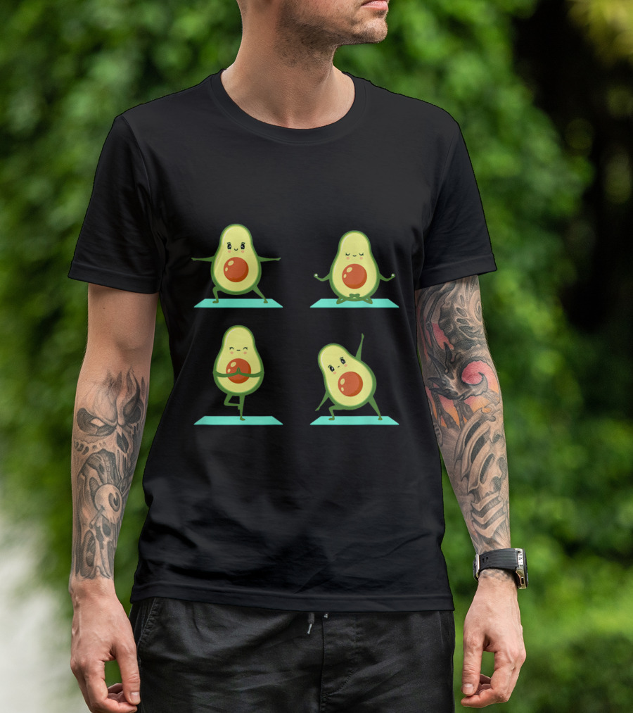 Avocado Yoga Pose Meditation Cute Cartoon Characters T-Shirt