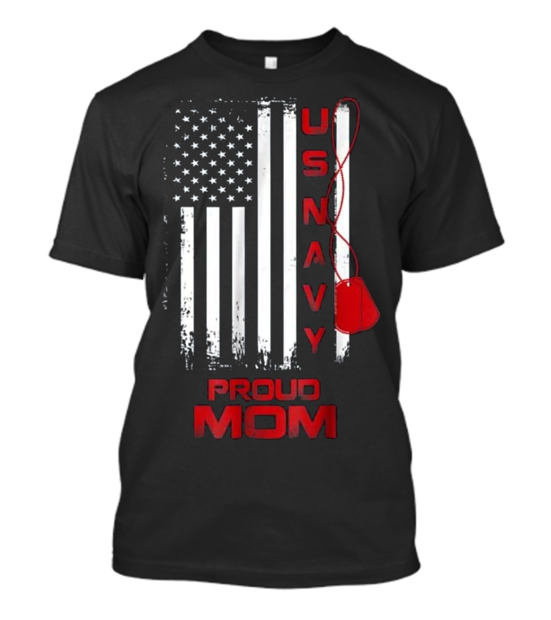 U.S. Navy Proud Mom Dog Tags Flag T-Shirt