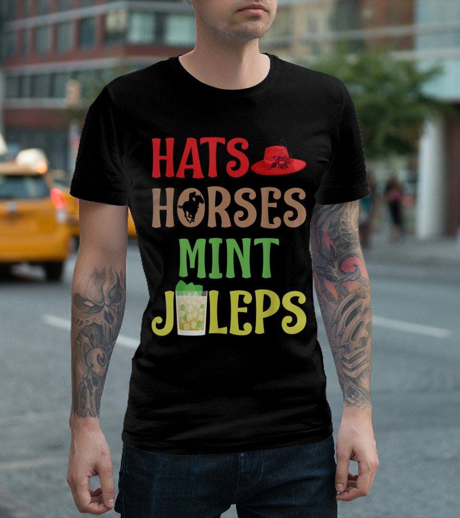 Hats Horses Mint Juleps Red Hat Cowboy Horse Drink T-Shirt