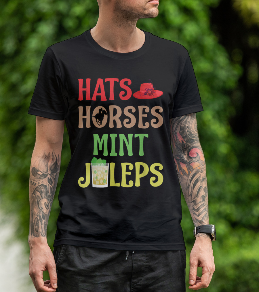 Hats Horses Mint Juleps Red Hat Cowboy Horse Drink T-Shirt