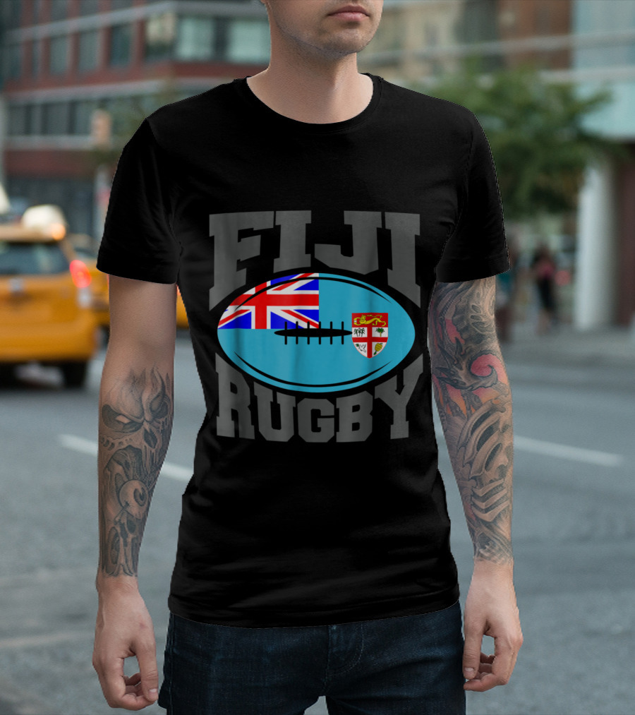 Fiji Rugby Jersey With Fiji Flag T-Shirt