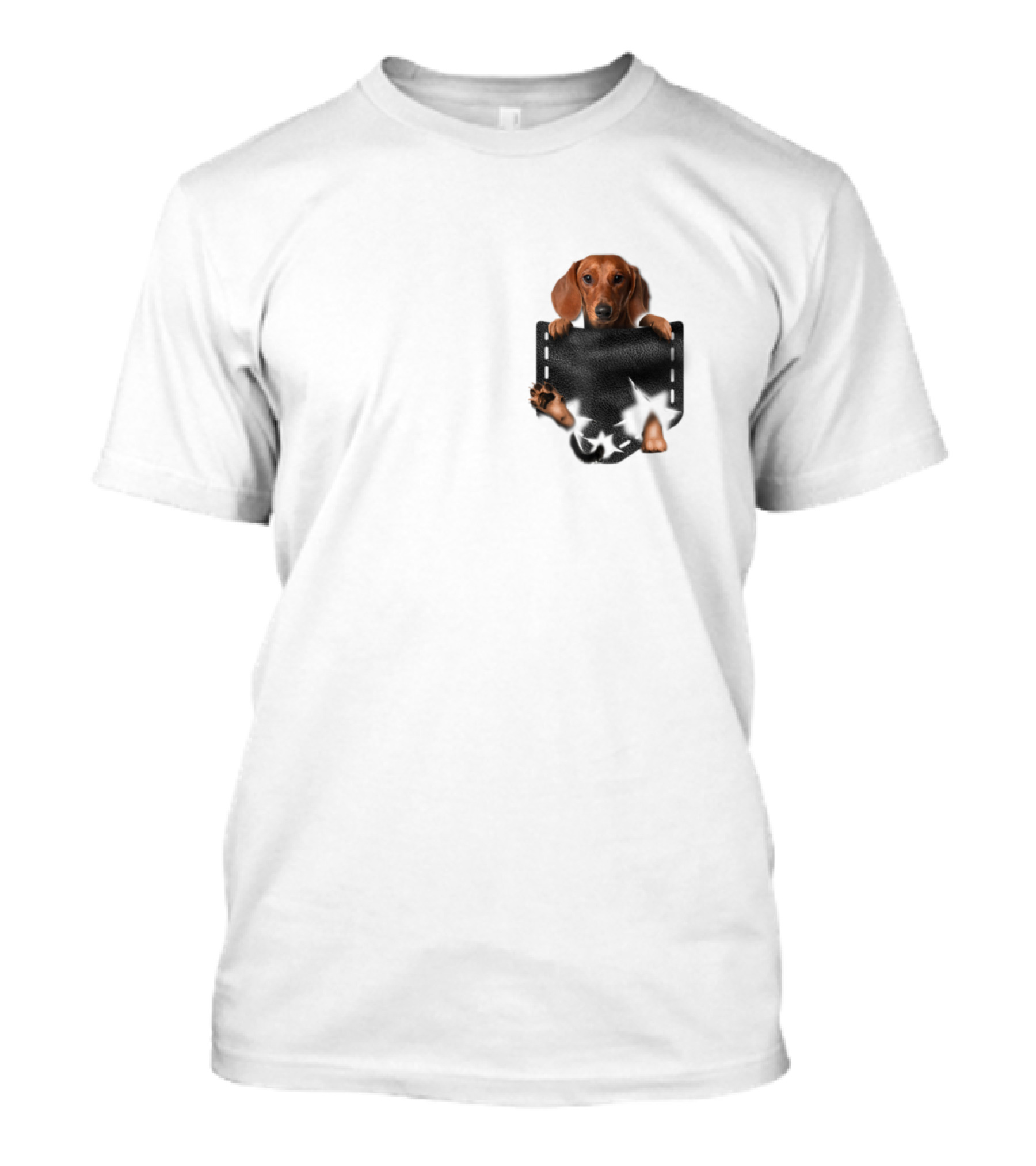 Dachshund Peeking Out Of Pocket With Paw T-Shirt