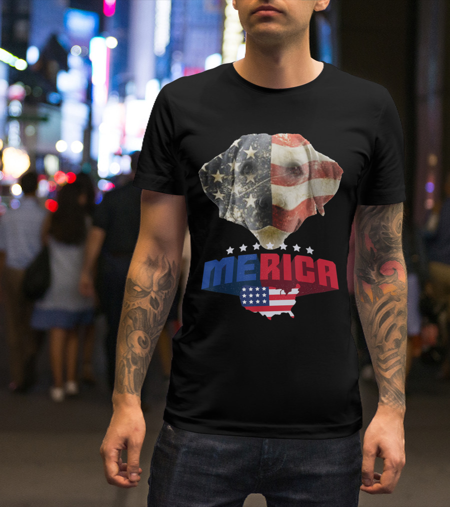 Merica Dachshund Patriotic USA Flag Dog T-Shirt