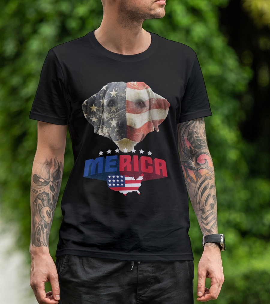 Merica Dachshund Patriotic USA Flag Dog T-Shirt
