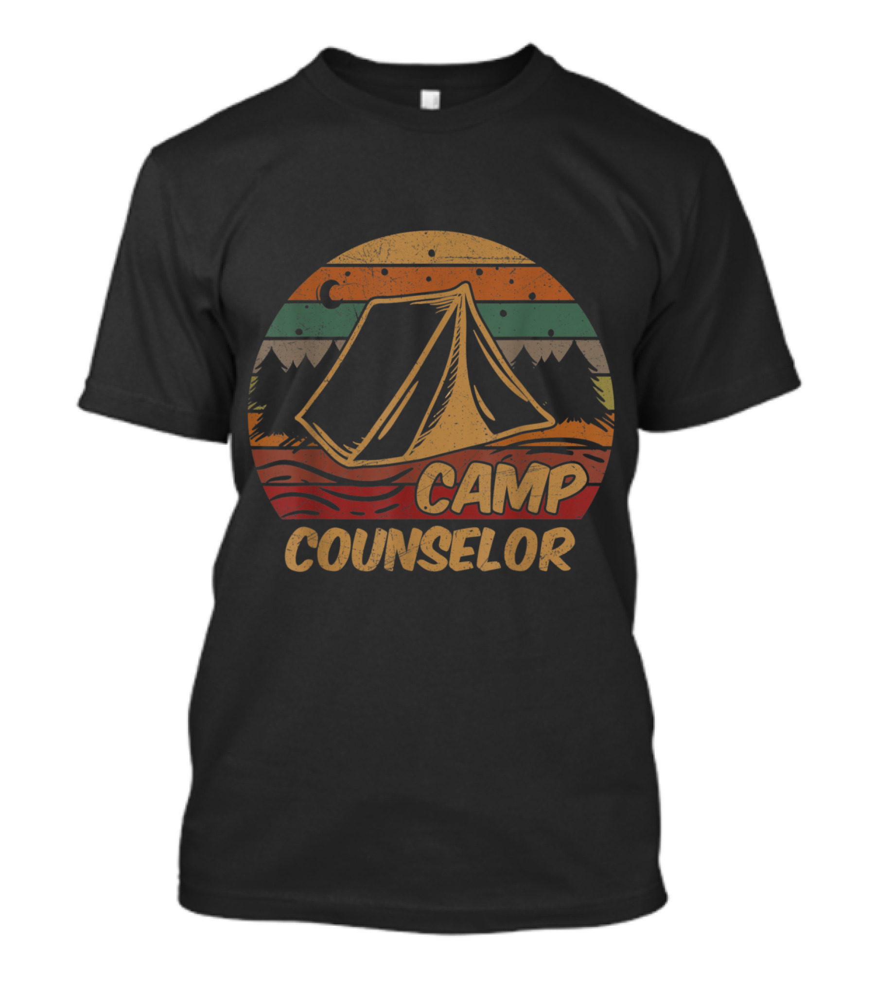 Camp Counselor Camping Lovers Retro Tent Forest Scene T-Shirt