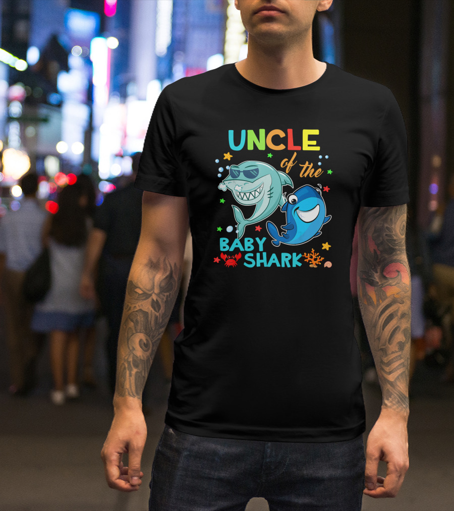 Uncle Of The Baby Shark Birthday Uncle Baby Shark T-Shirt