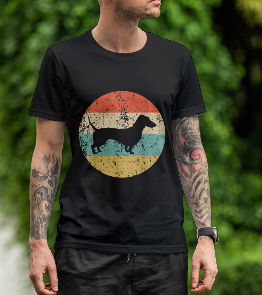 Dachshund Vintage Dachsh Retro Striped T-Shirt