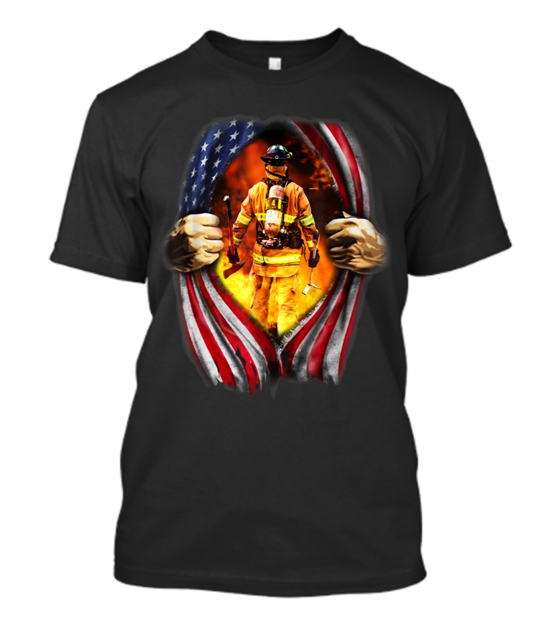 Firefighter Spirit Within Me USA Flag Background T-Shirt