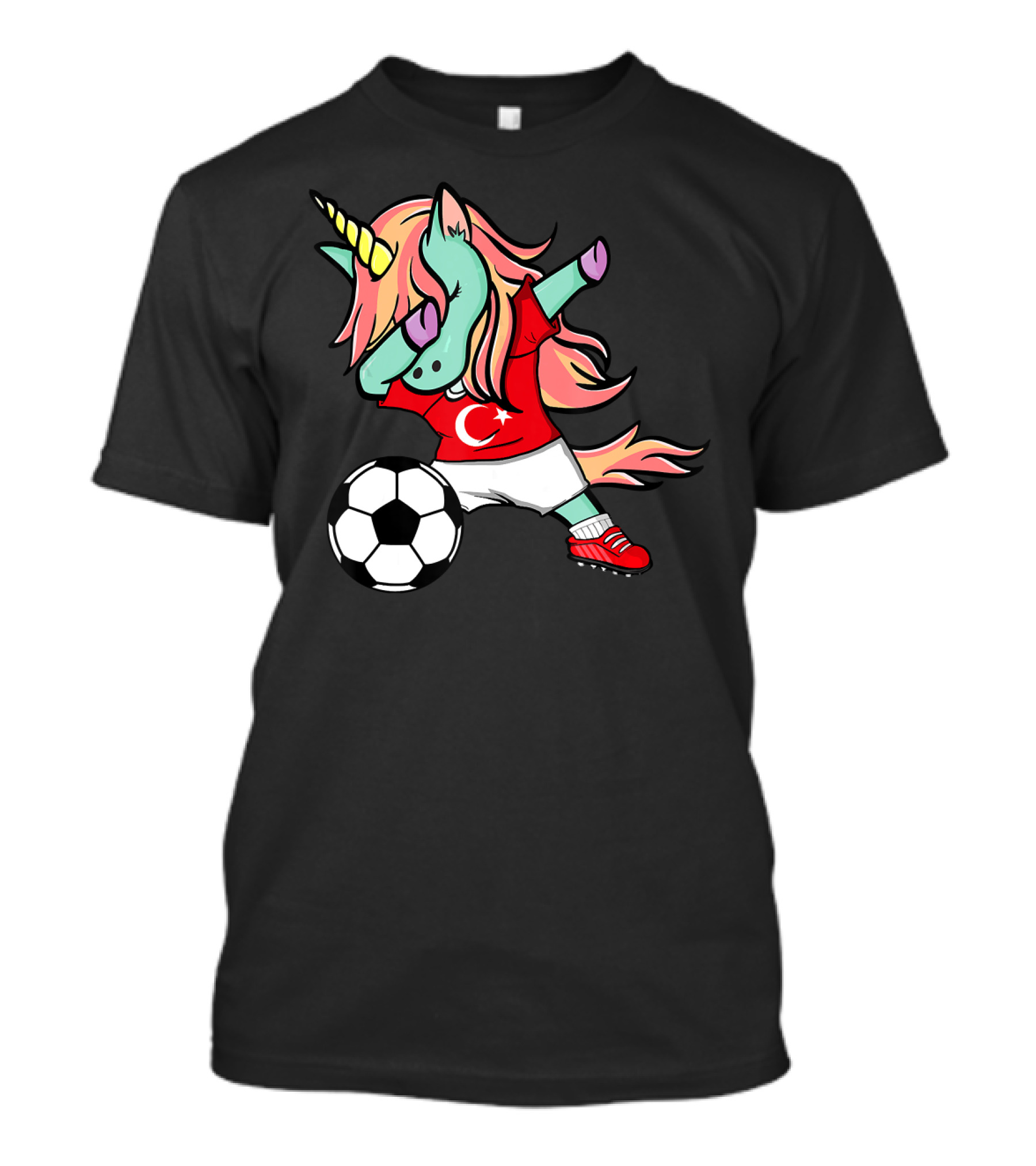 Unicorn Dabbing Soccer Turkey Jersey Football Cartoon T-Shirt
