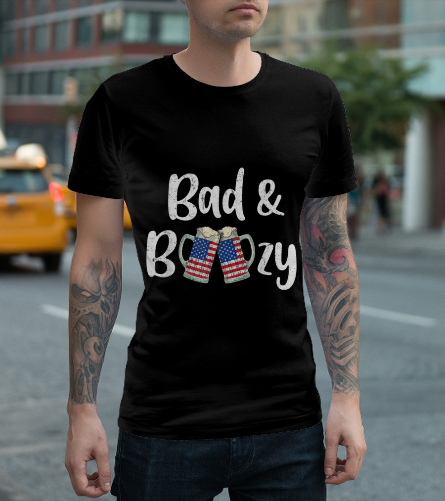 Bad Boozy Beer American Flag 4th of July T-Shirt