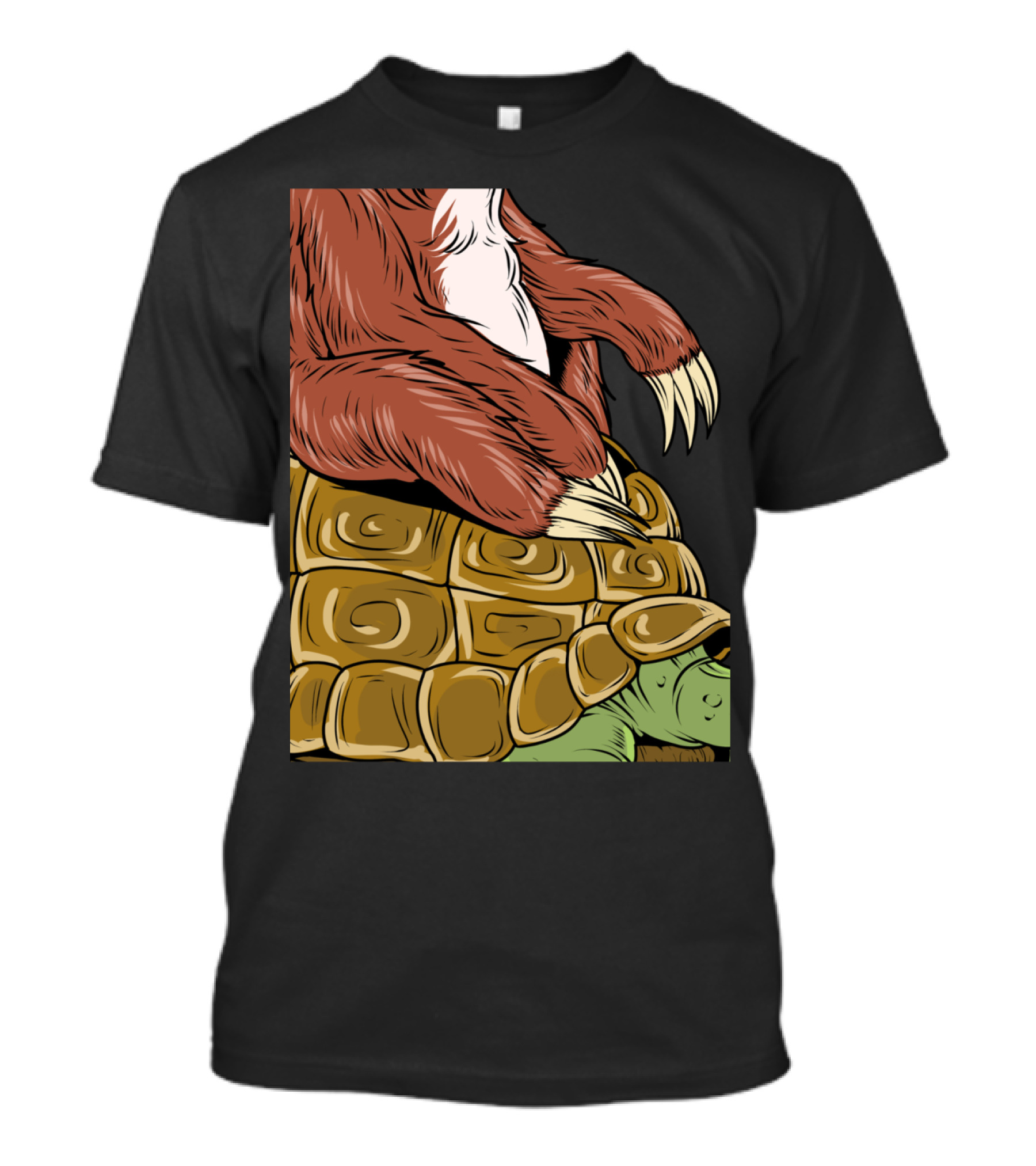 Funny Running Sloth Riding Tort Turtle T-Shirt