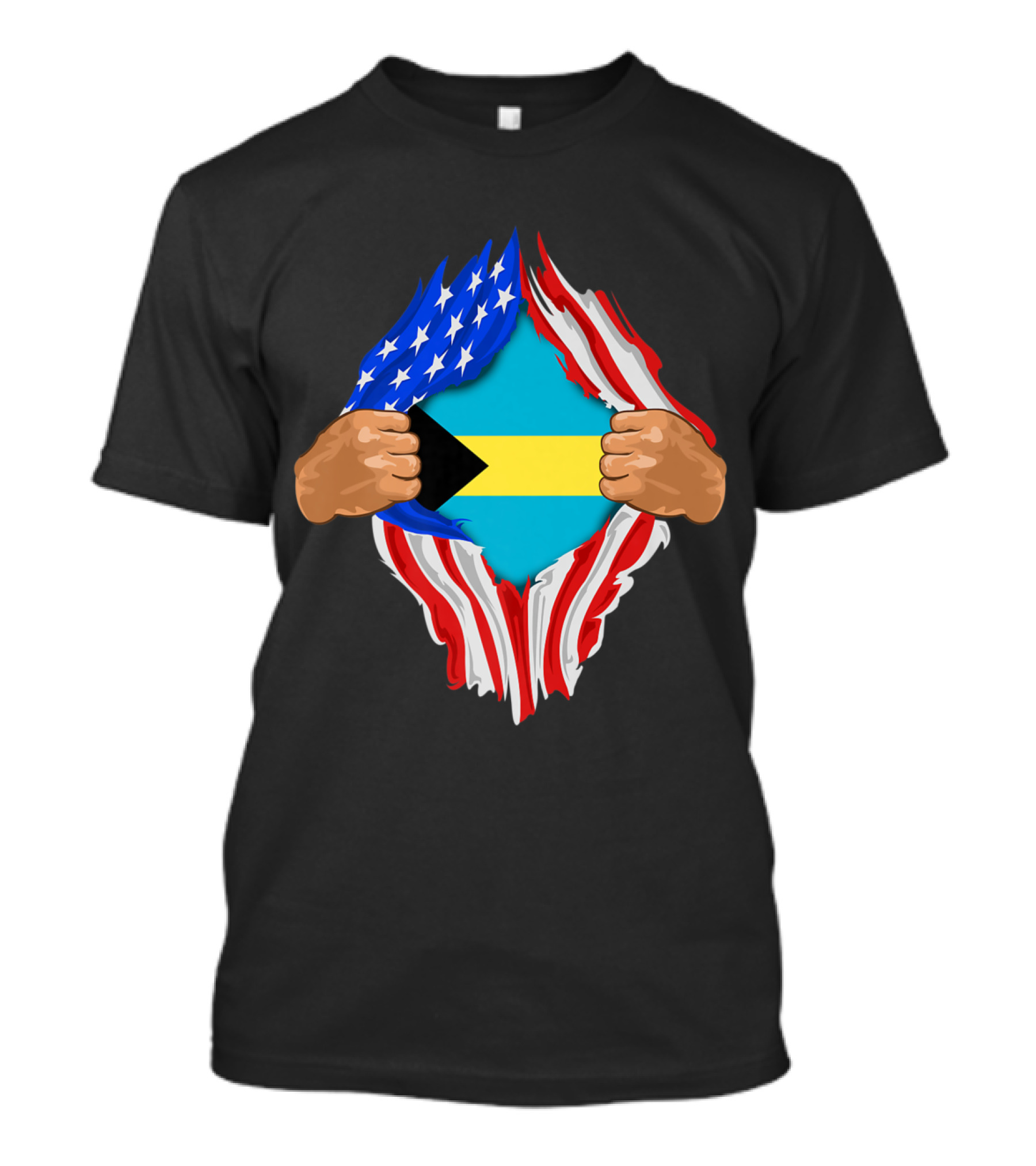 Bahamian Blood Inside Me Torn American Flag Reveal T-Shirt