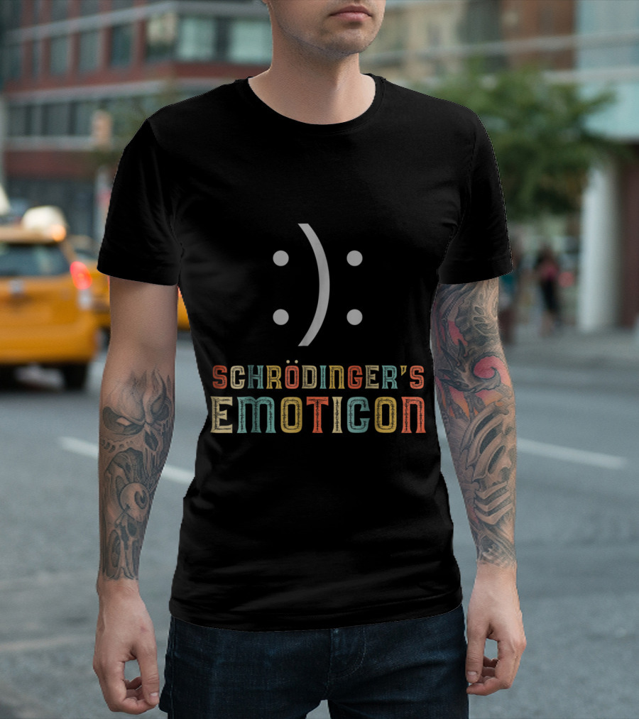 Schrödinger's Emoticon Funny Cat Emoticon T-Shirt