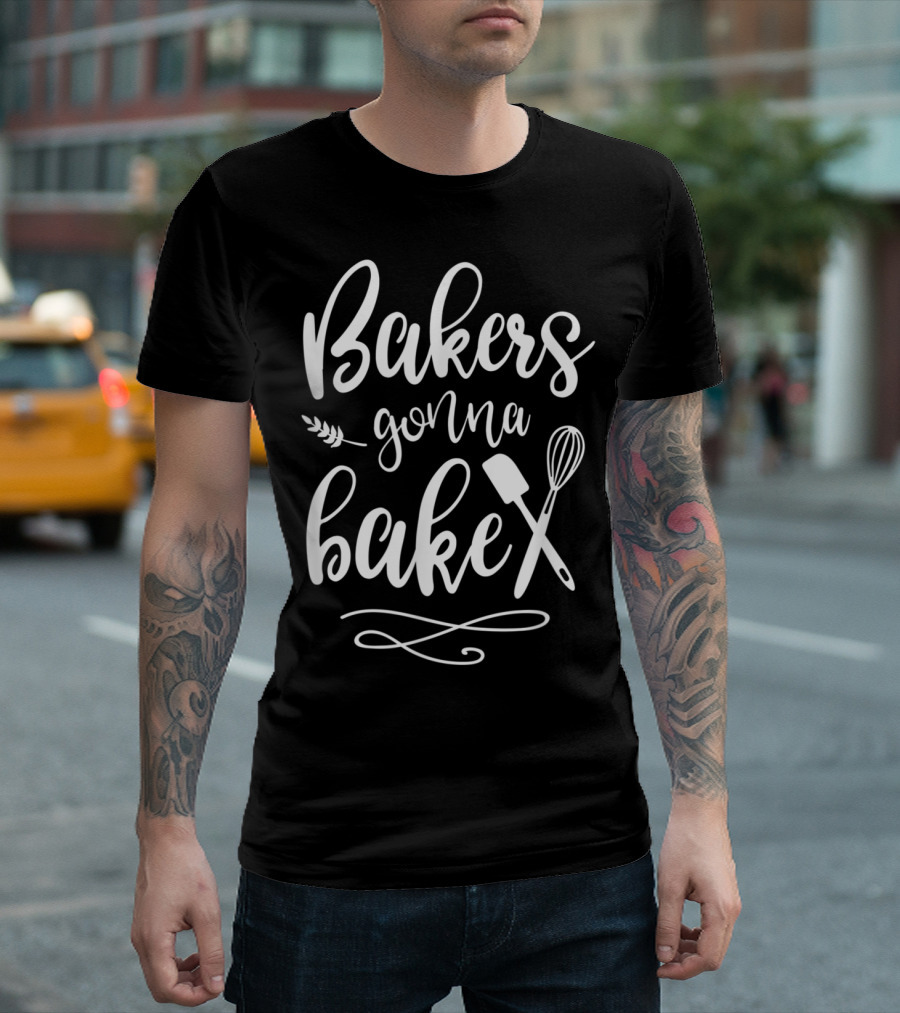 Bakers Gonna Bake With Whisk And Spatula Motif T-Shirt