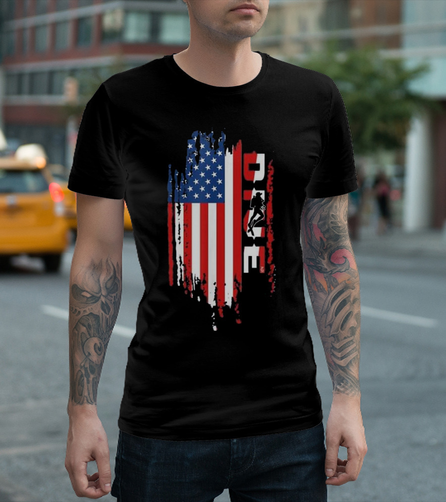 United States Flag USA Dive Scuba Diving Dive Flag T-Shirt