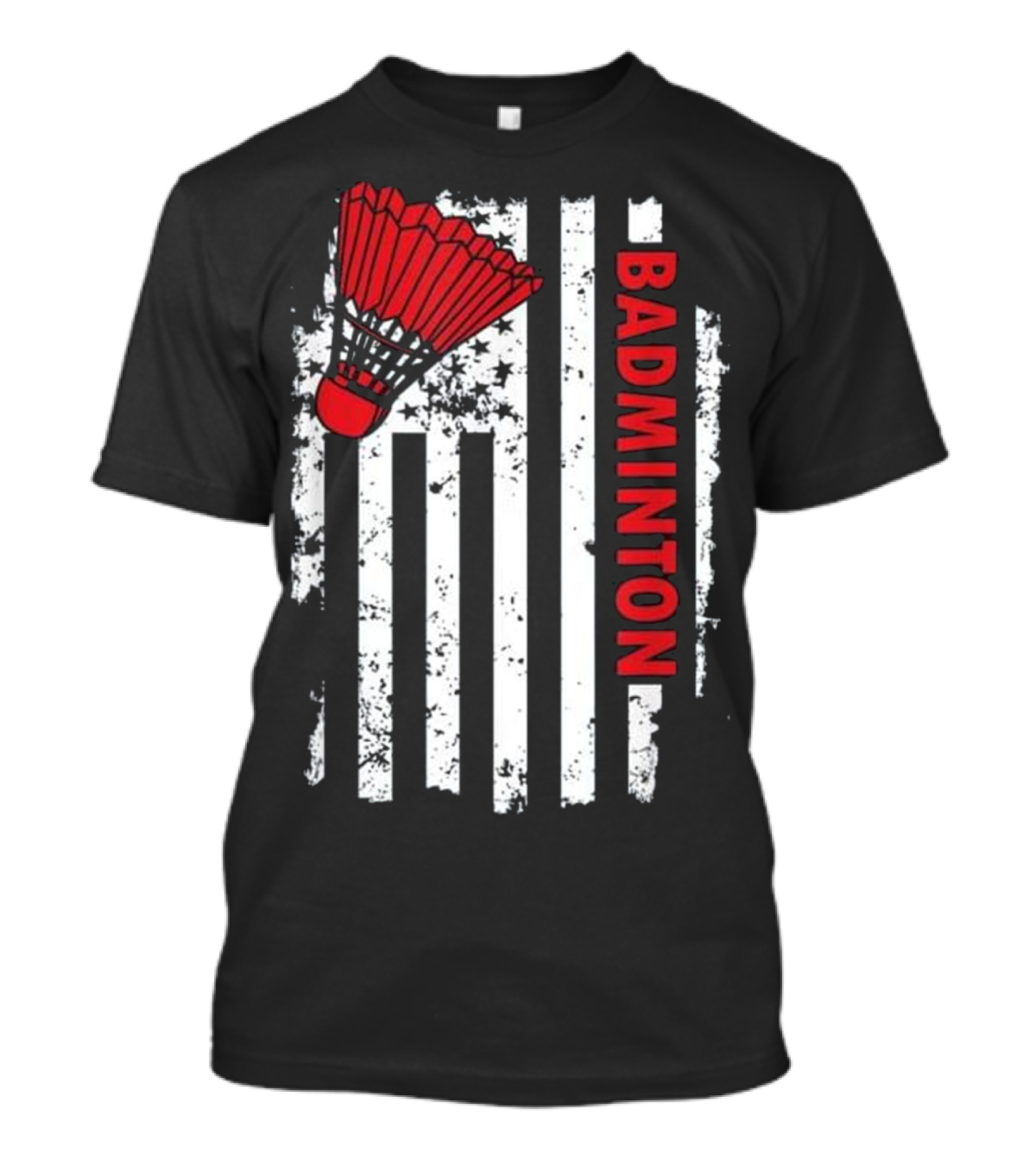 United States USA Flag Badminton Vertical Shuttlecock Stars Stripes T-Shirt