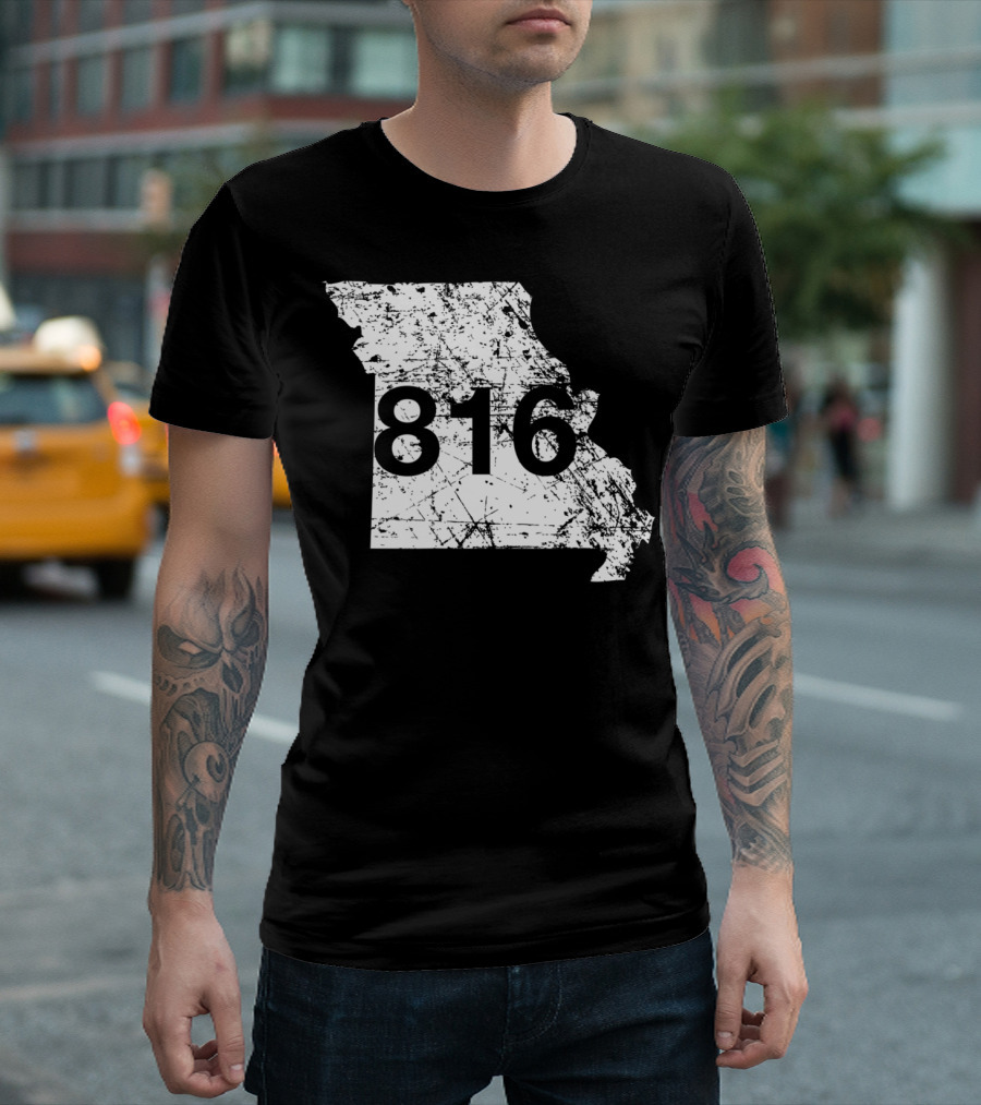 Missouri State Map 816 Area Code Kansas City St. Joseph T-Shirt