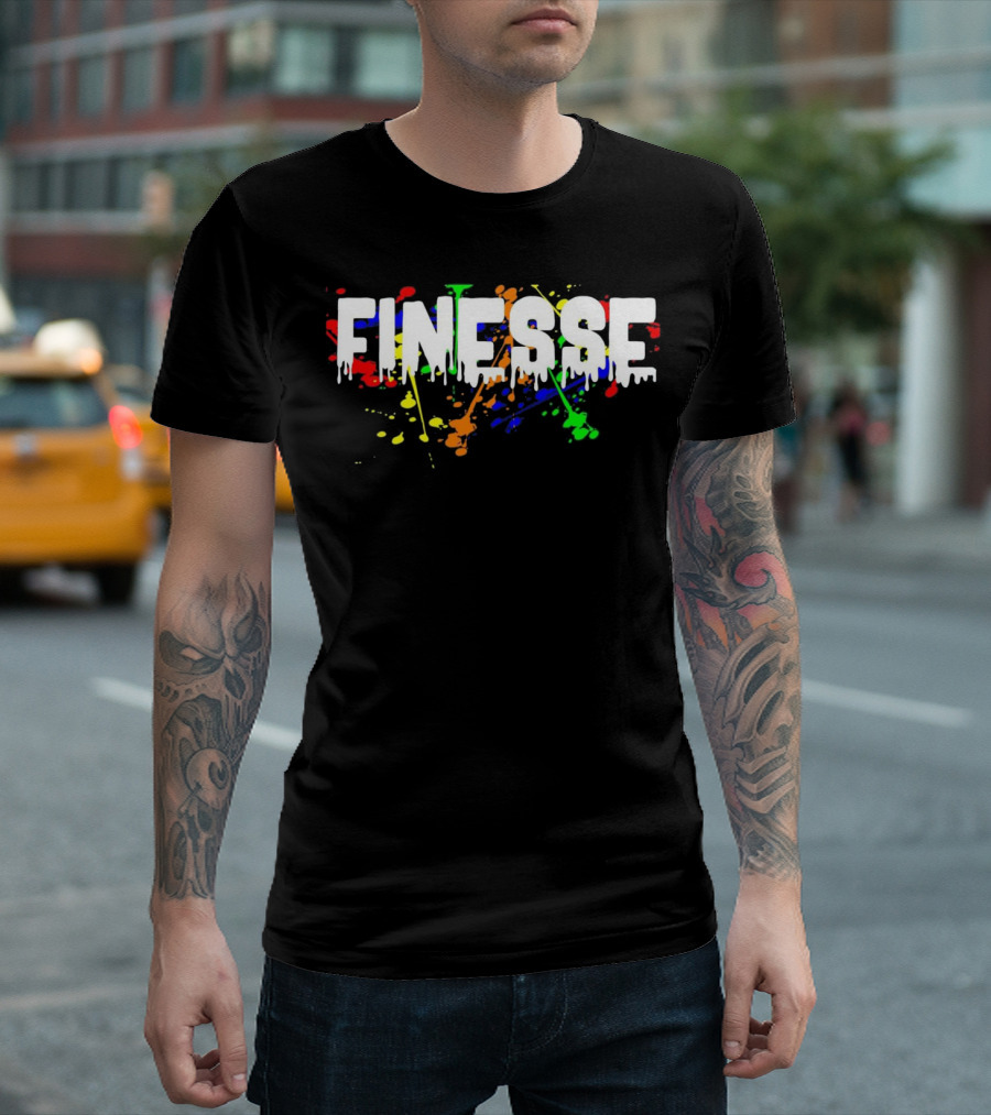 Urban Hip Hop Finesse Colorful Paint Splatter T-Shirt