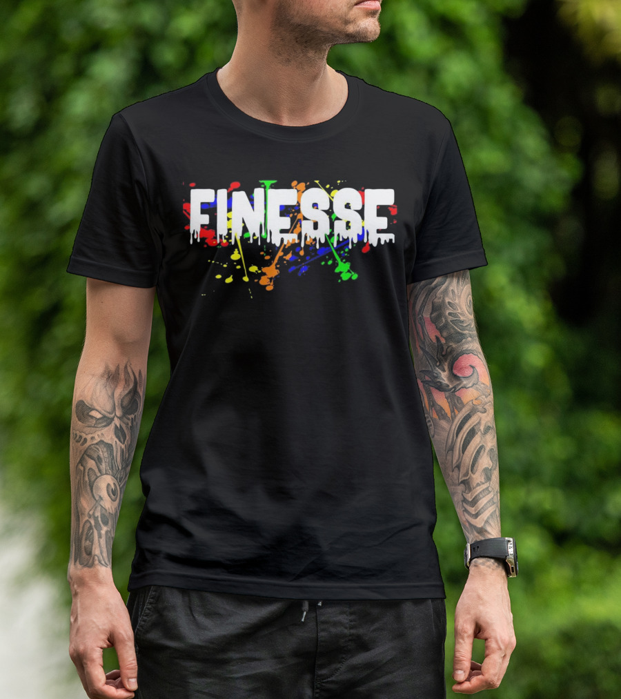Urban Hip Hop Finesse Colorful Paint Splatter T-Shirt
