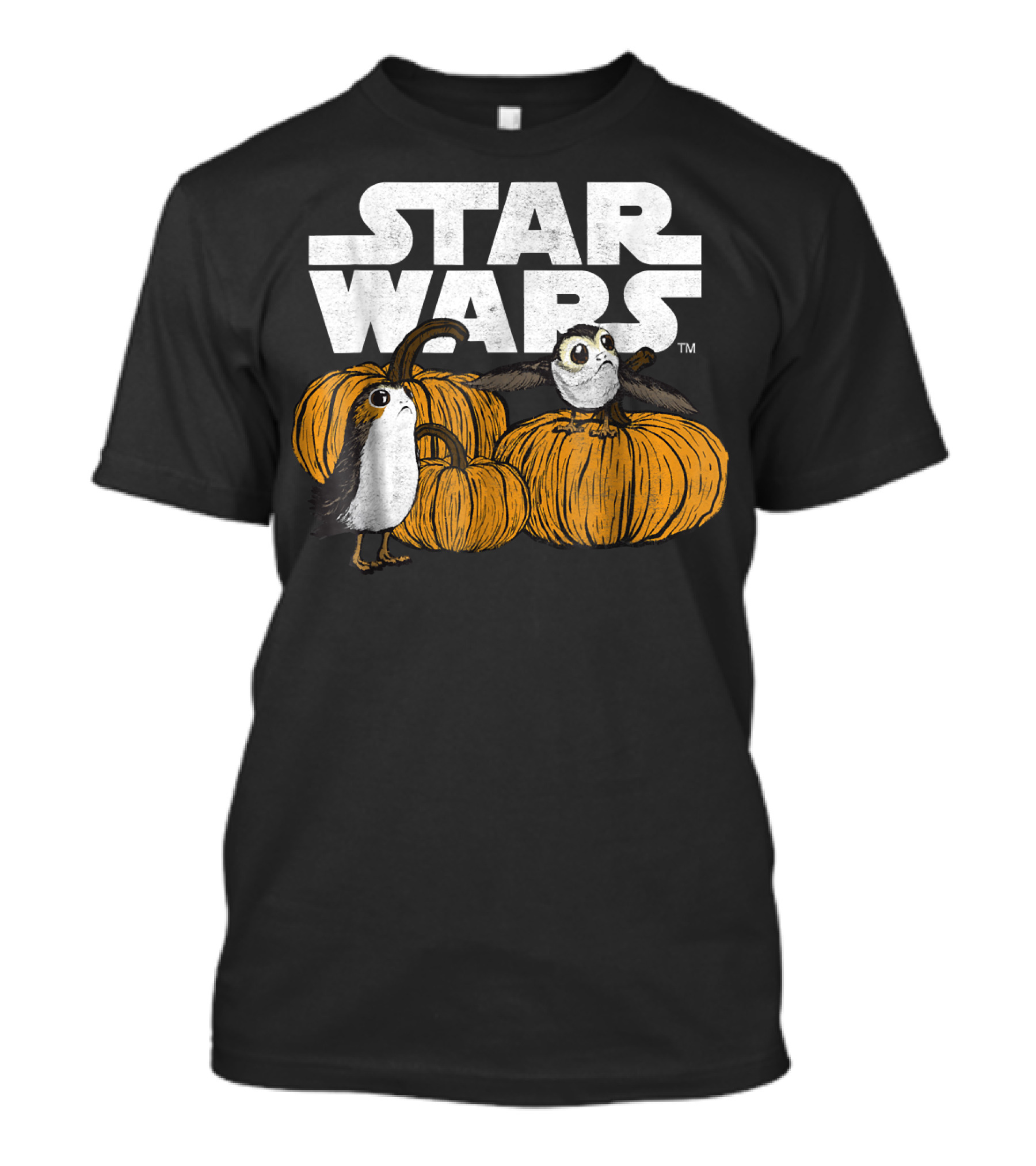Star Wars Porg Pumpkin Halloween Patch Scene T-Shirt