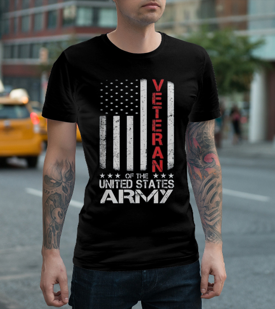 Veteran of the United States Army American Flag T-Shirt