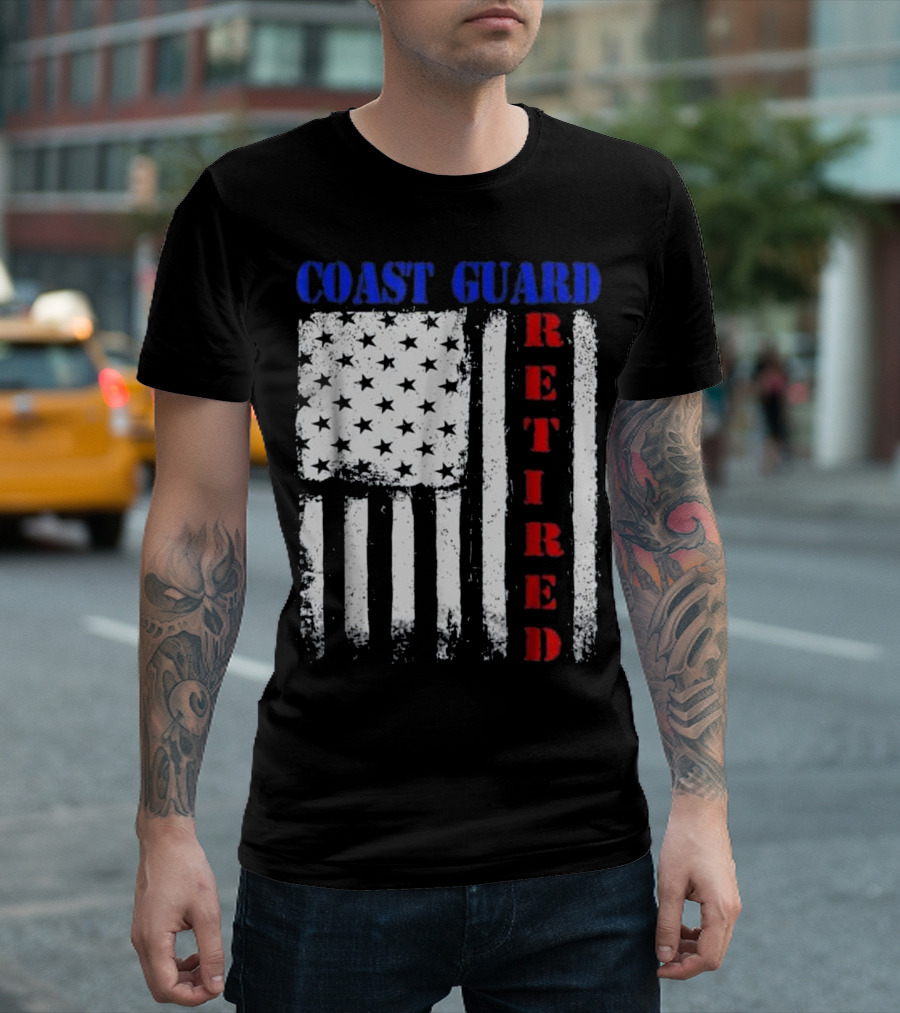 Coast Guard Retired American Flag T-Shirt