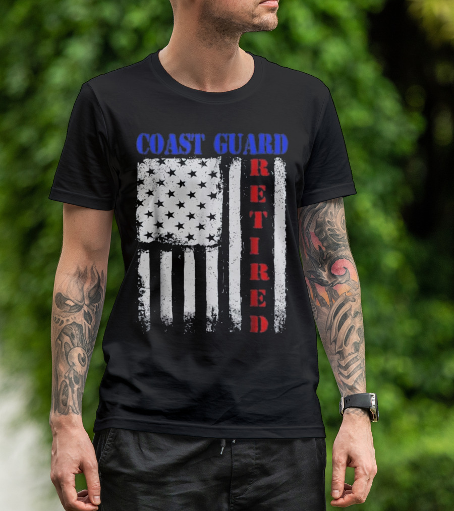 Coast Guard Retired American Flag T-Shirt