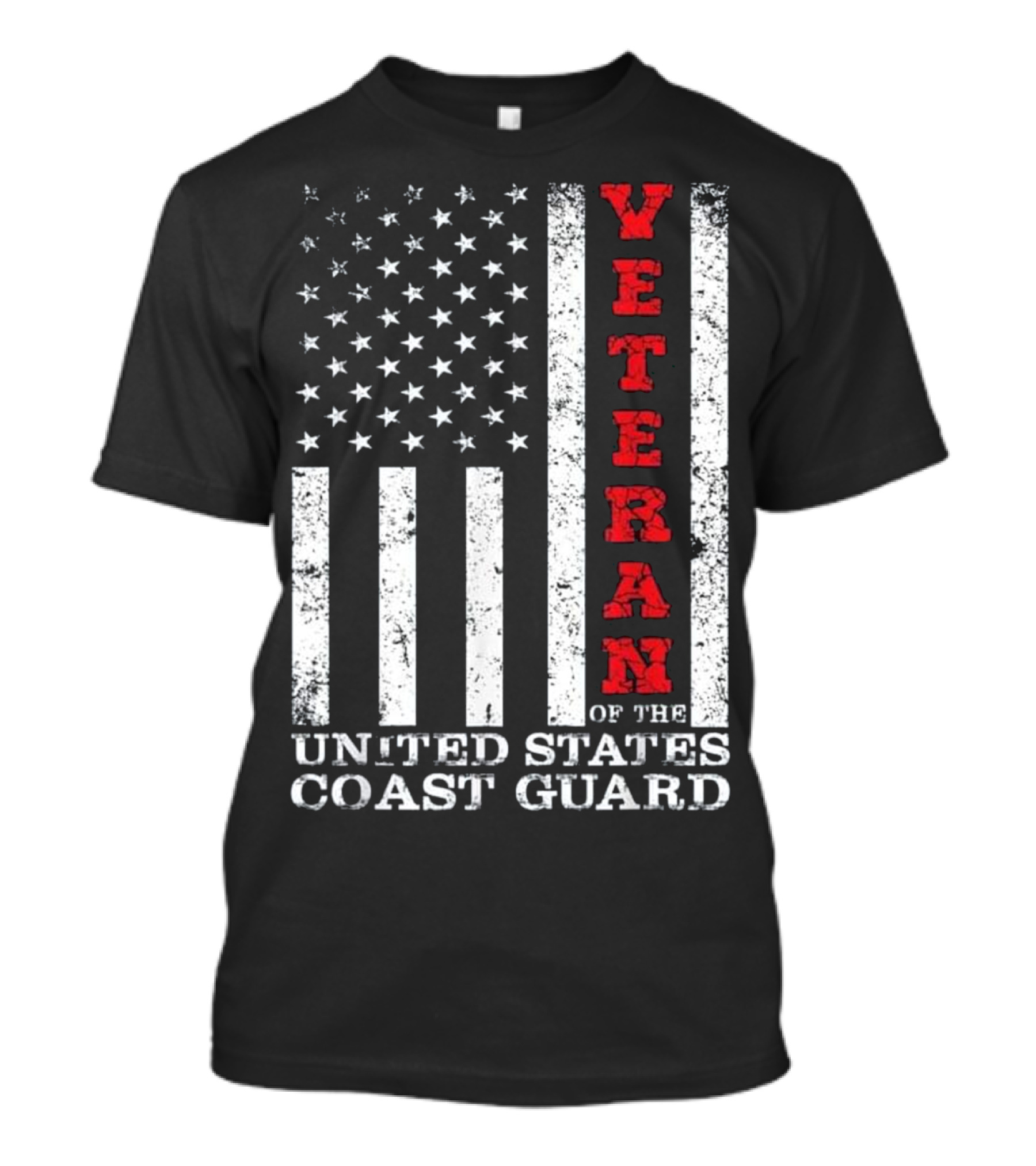 United States Coast Guard Veteran American Flag T-Shirt