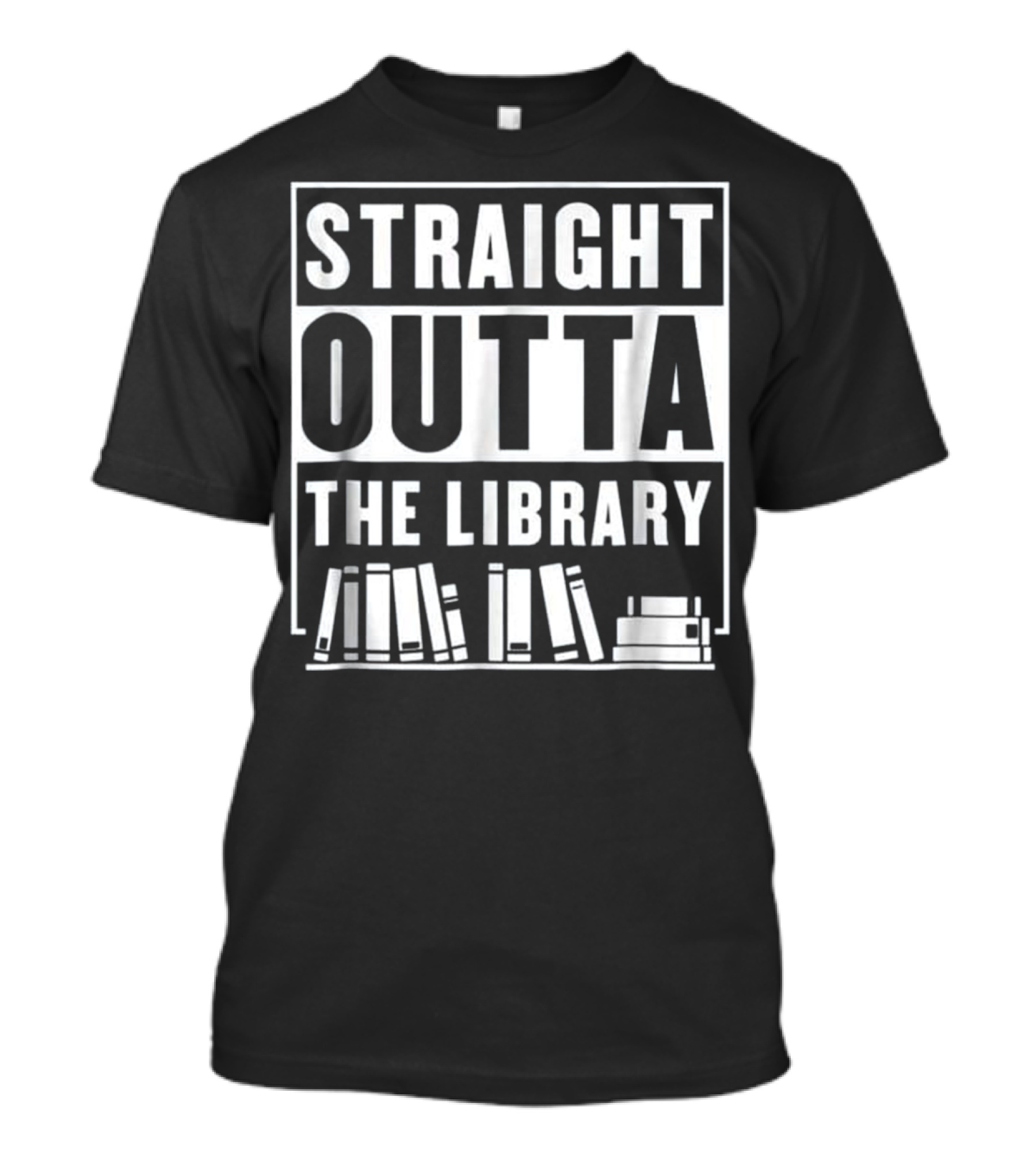 Straight Outta The Library Book Stack T-Shirt