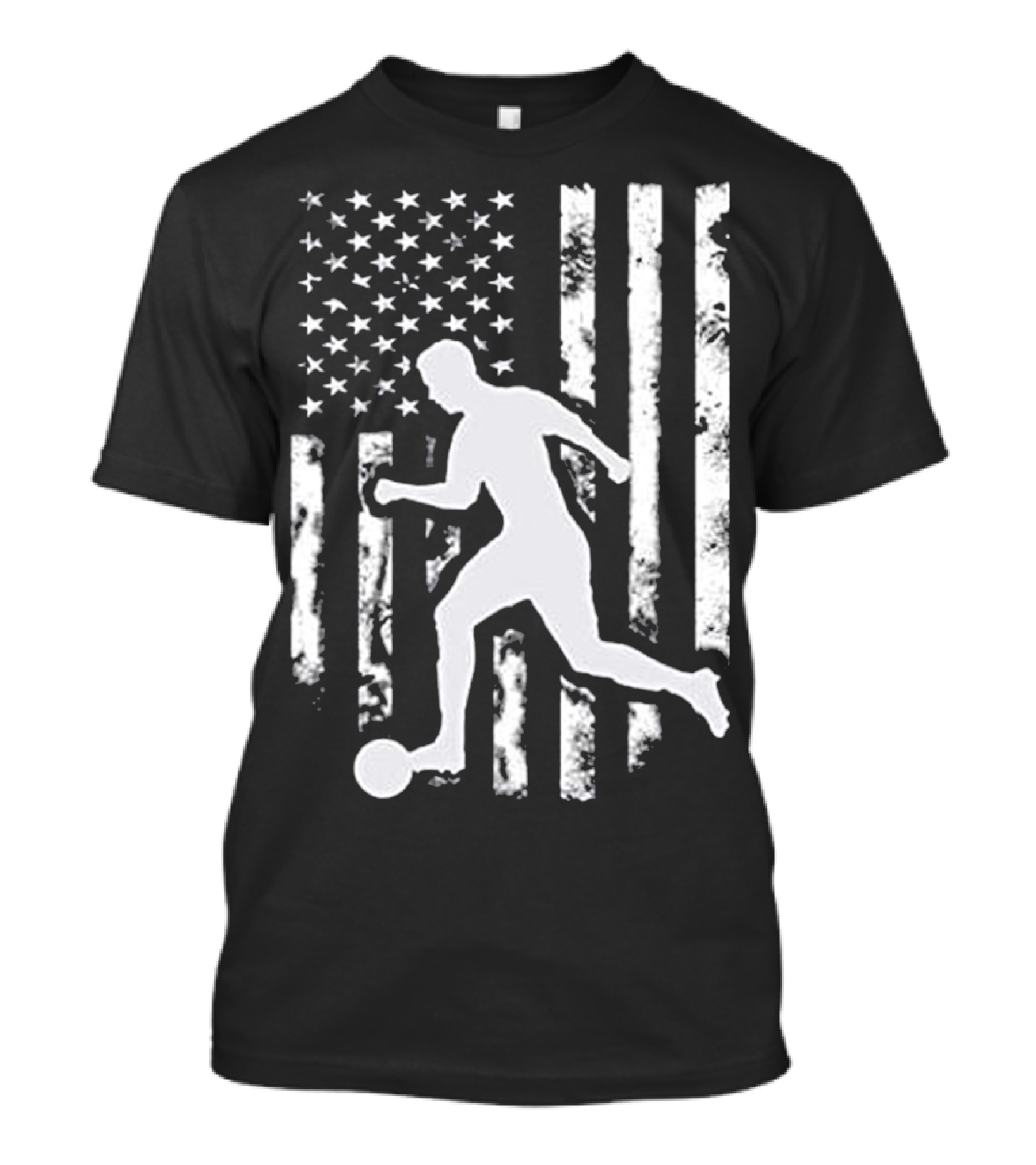USA American Flag Soccer Player Silhouette T-Shirt