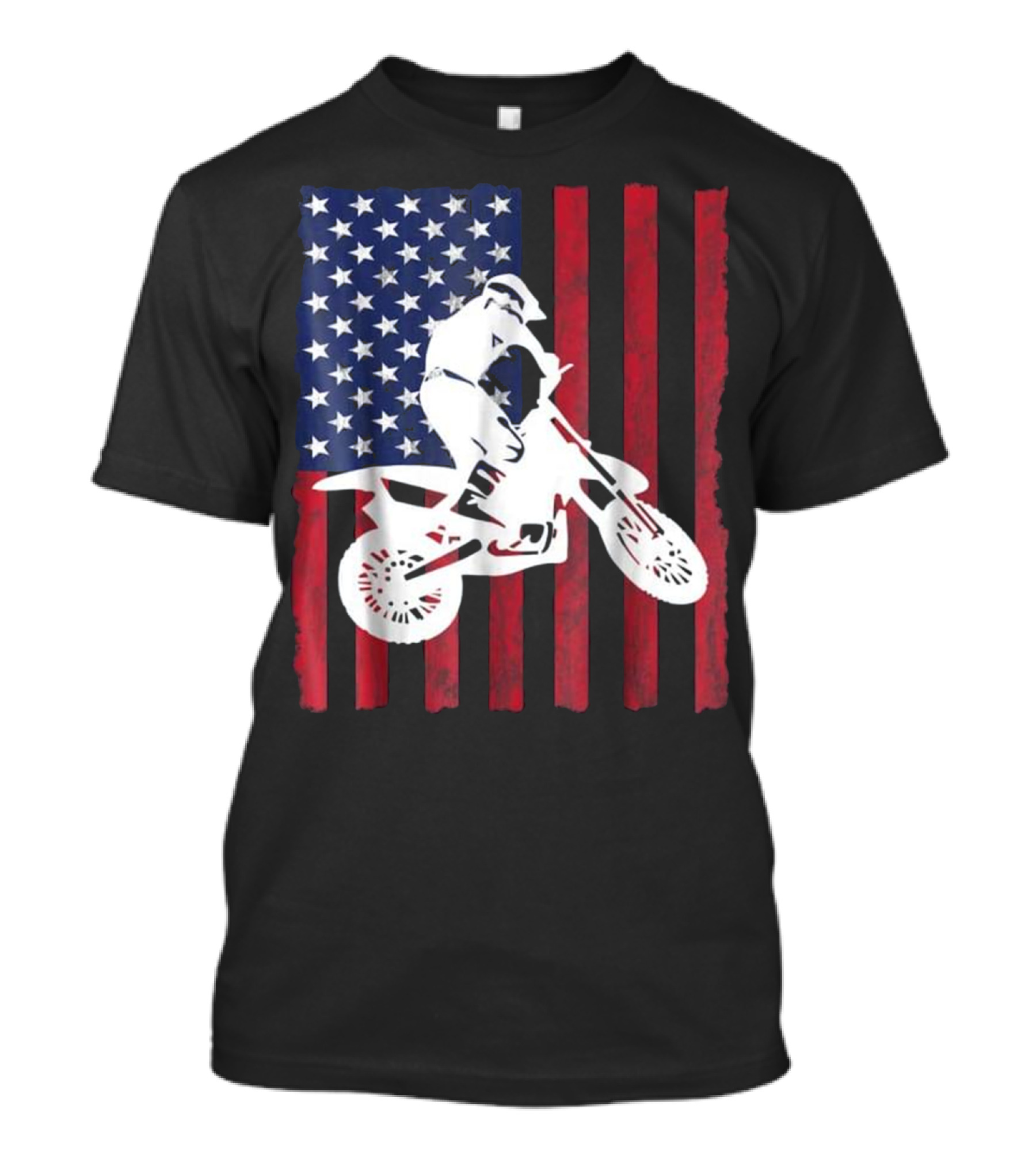 USA Motocross Dirtbike American Flag Rider T-Shirt