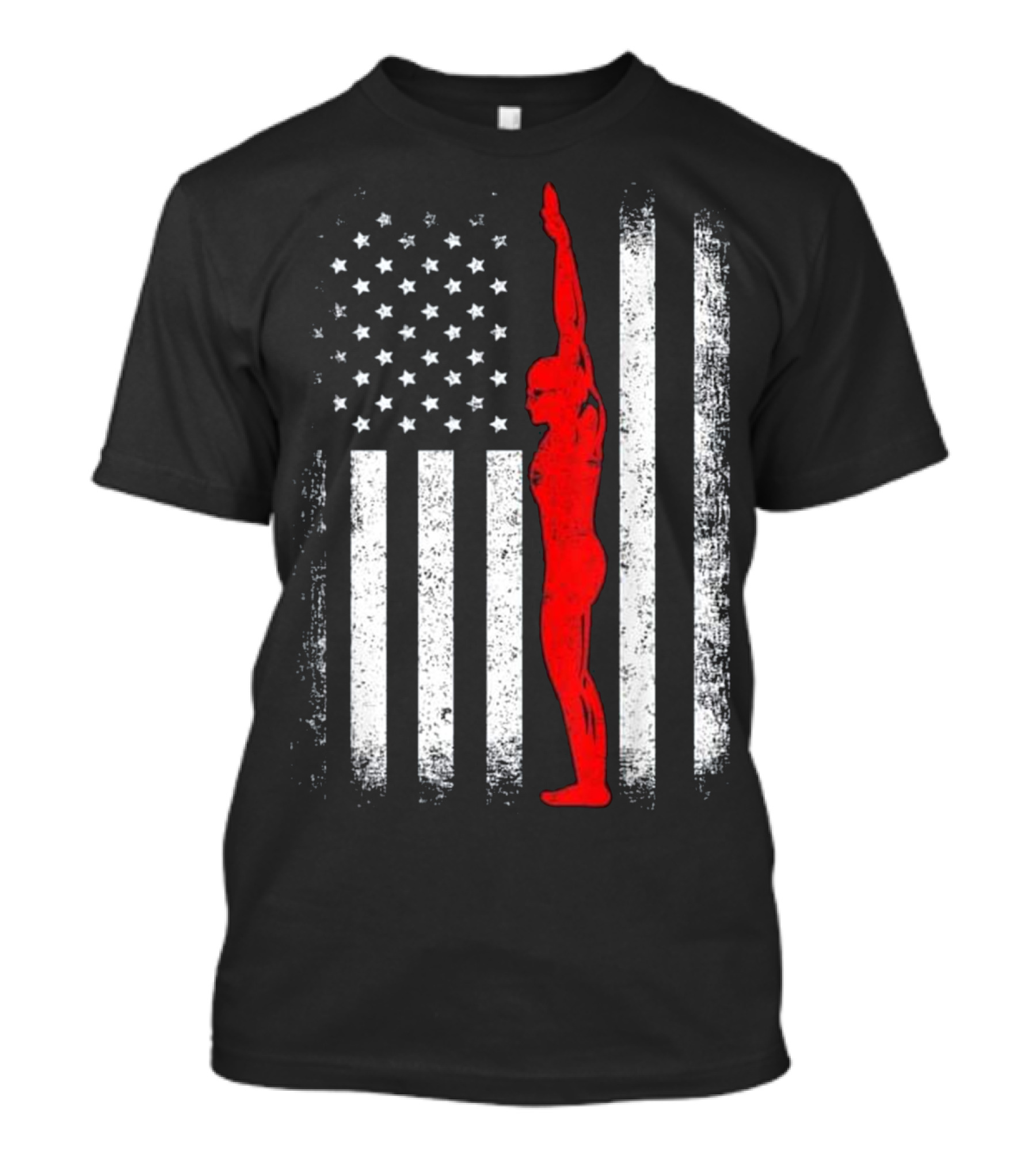 USA Red White Vintage American Swimming Flag T-Shirt